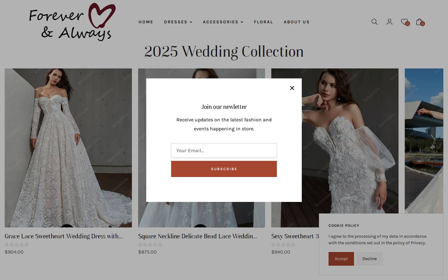 fawedding.com homepage screenshot