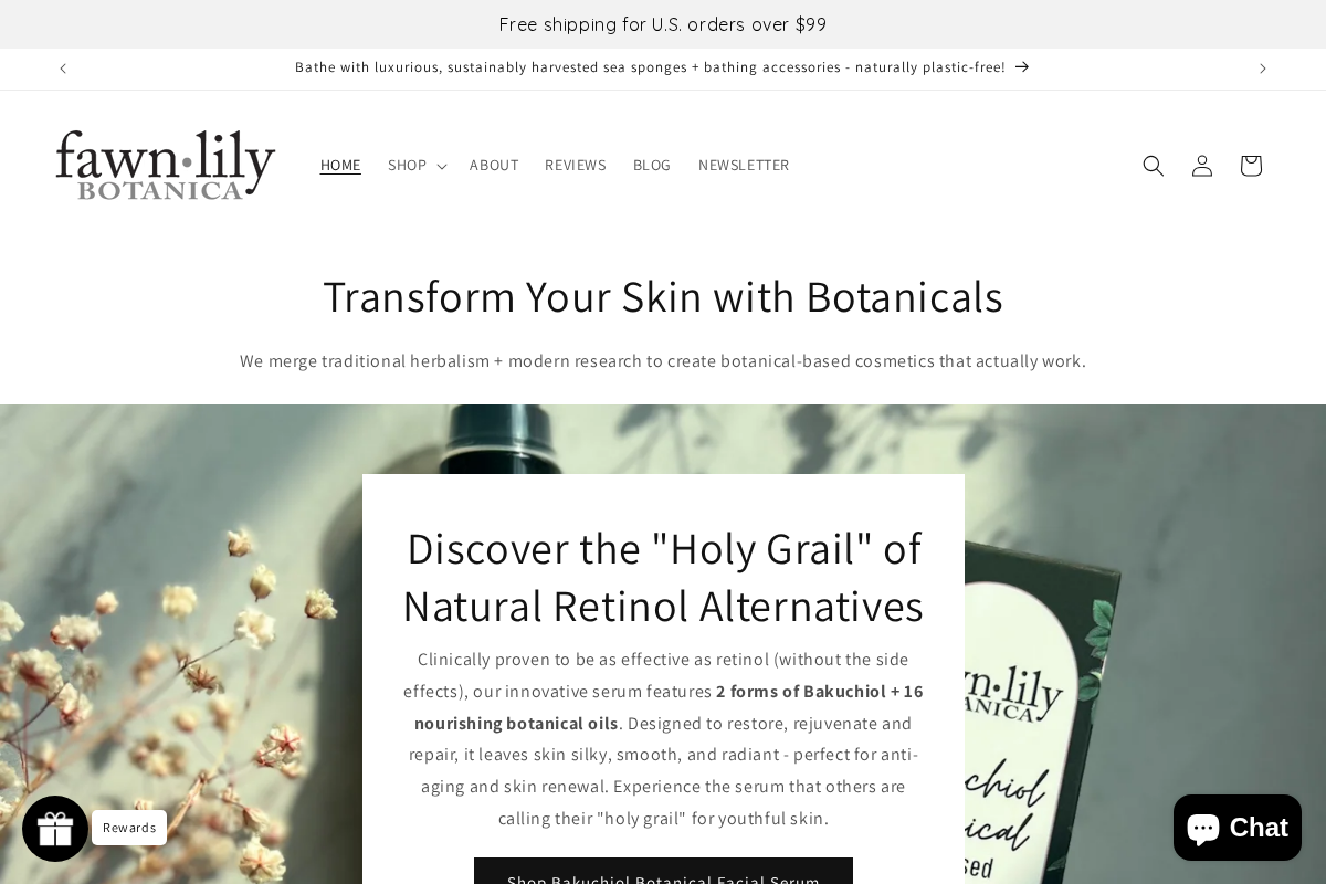 fawnlilybotanica.com homepage screenshot