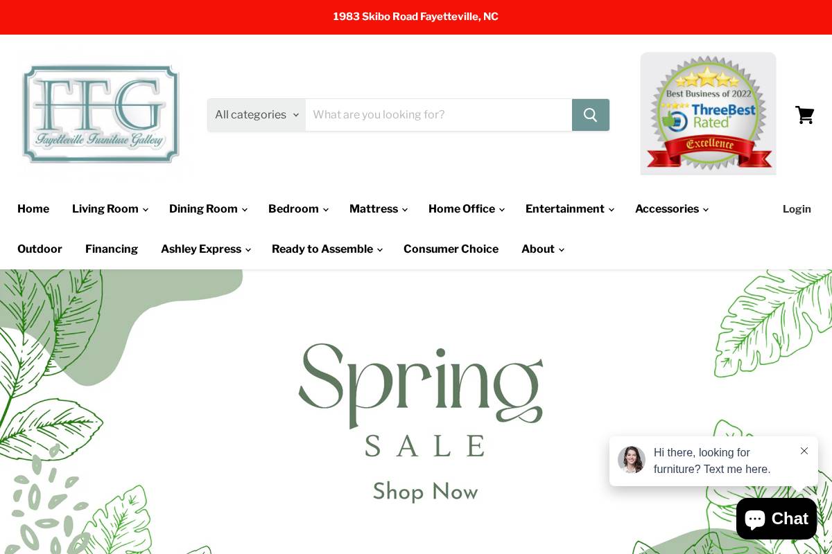 fayettevillefurnituregallery.com homepage screenshot