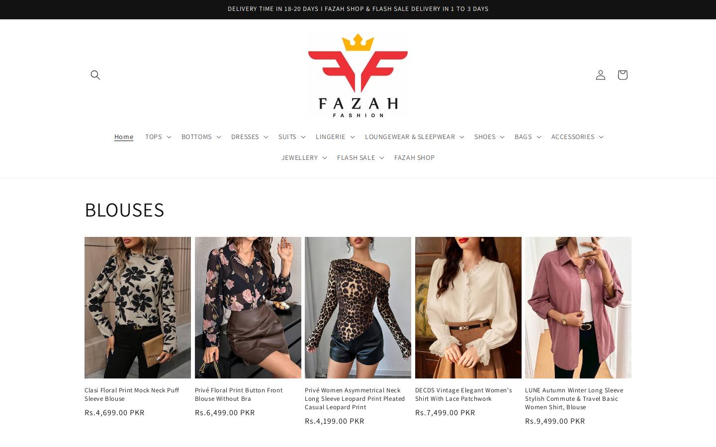 fazahfashion.com homepage screenshot