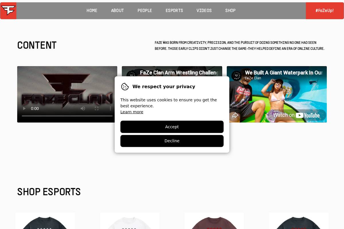 FaZe Clan homepage screenshot