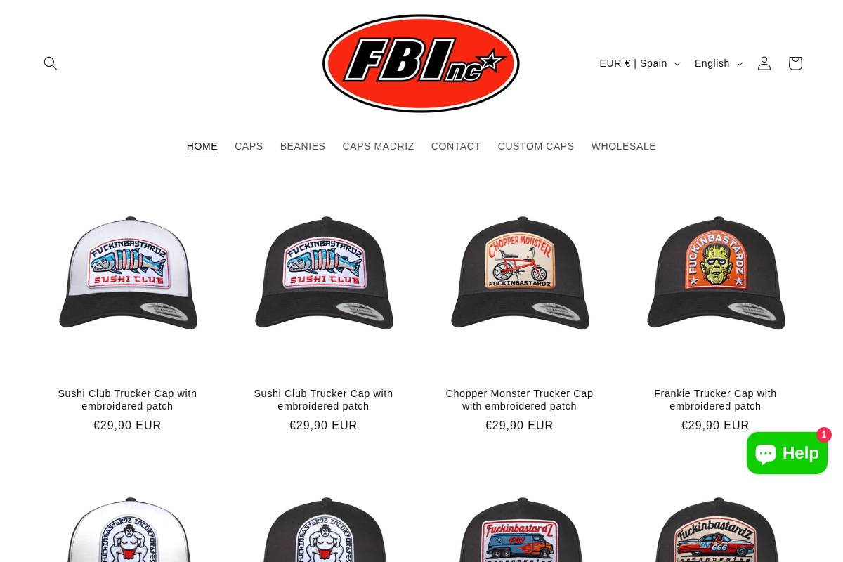fbicaps.com homepage screenshot