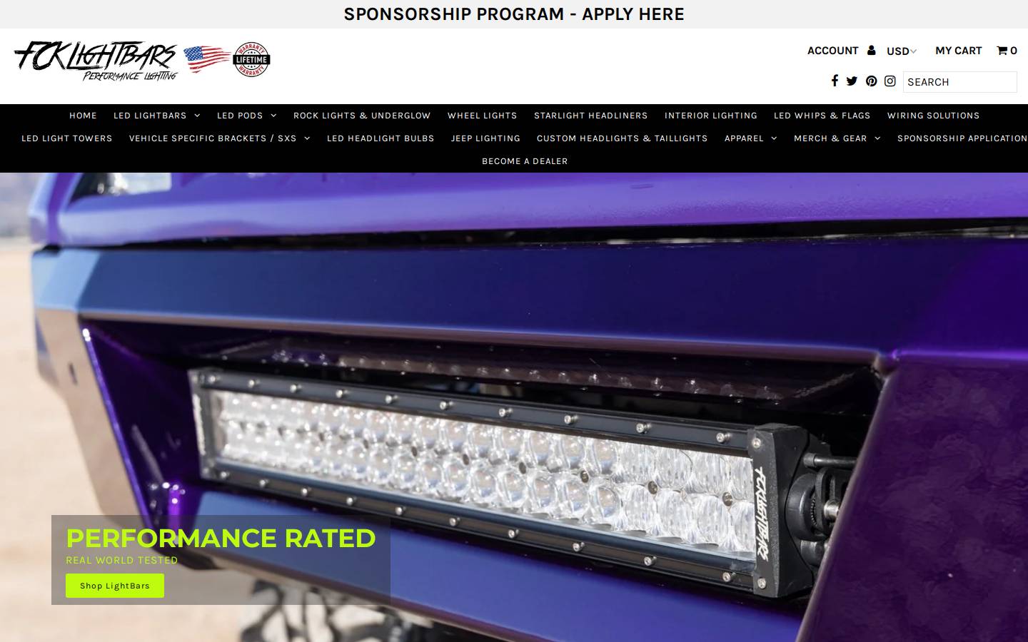 fcklightbars.com homepage screenshot