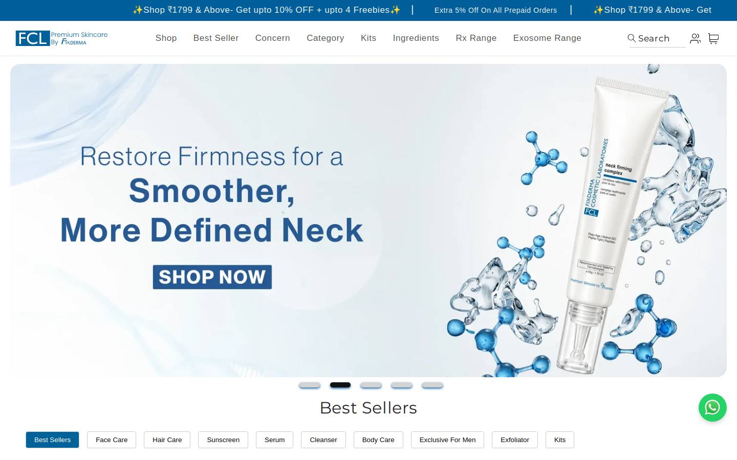 fclskincare.com homepage screenshot