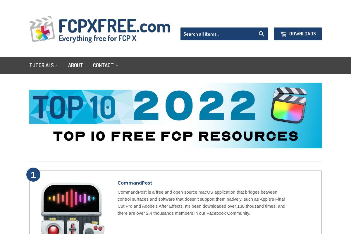 fcpxfree.com homepage screenshot