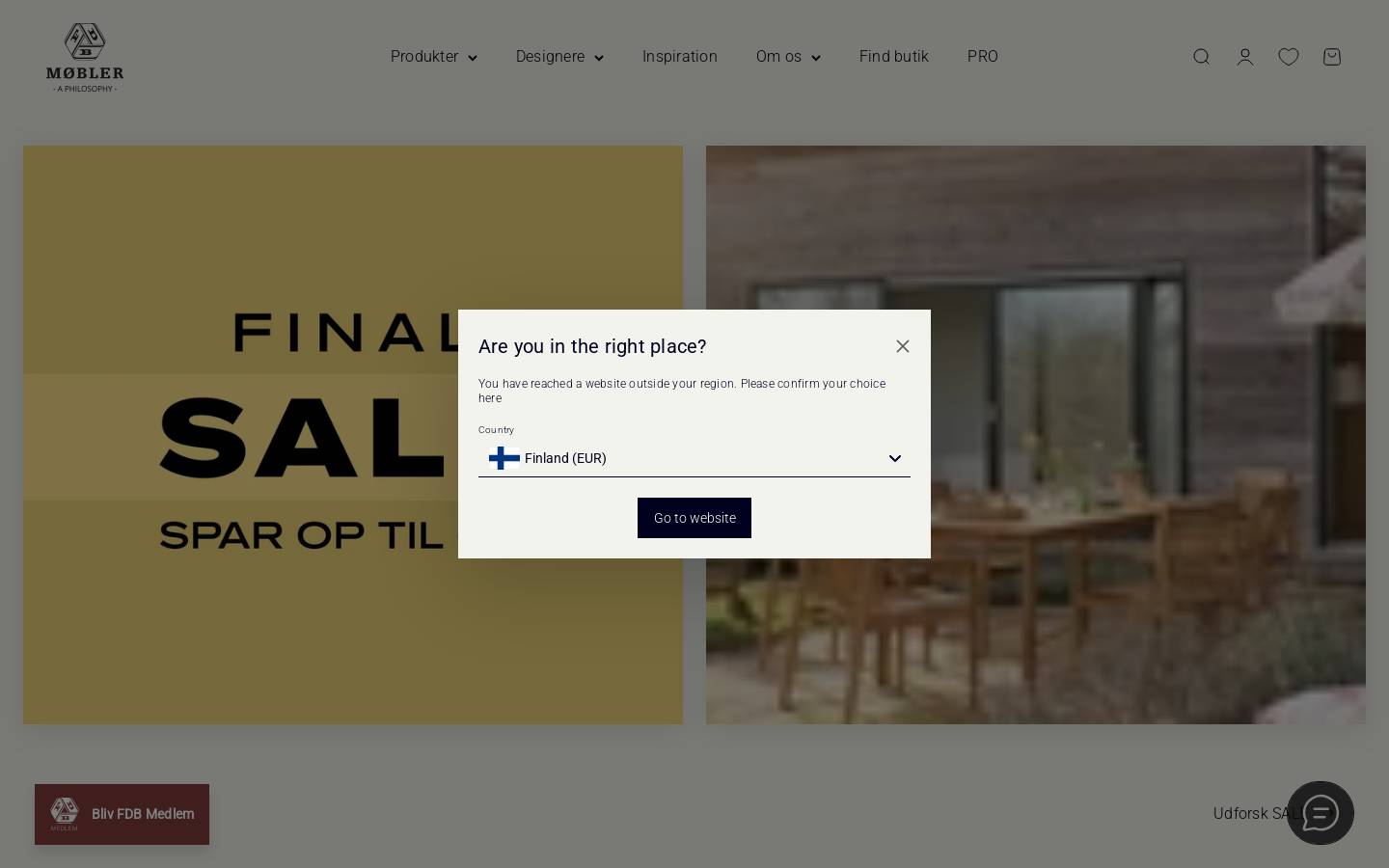 FDB Møbler homepage screenshot