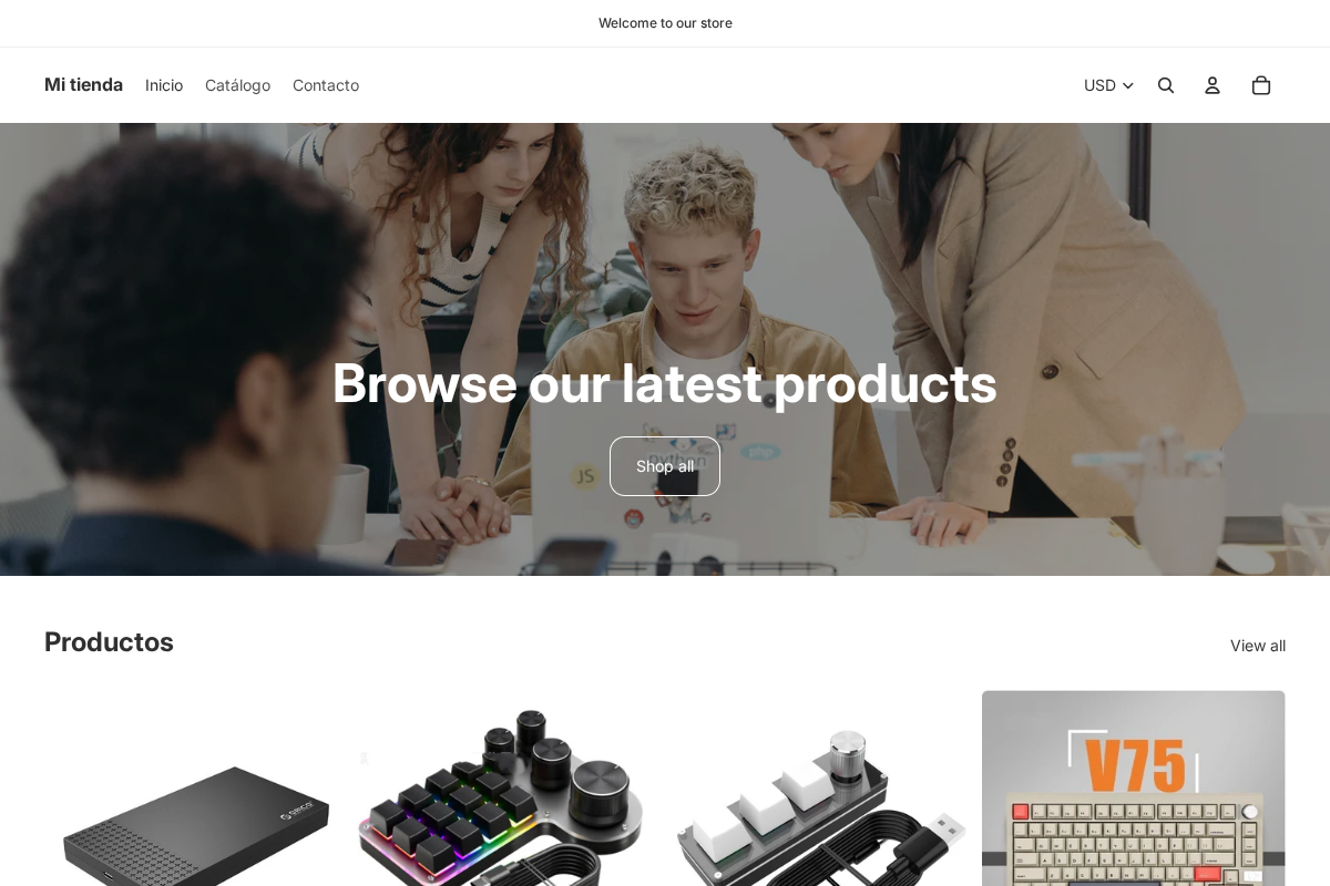 Mi tienda homepage screenshot