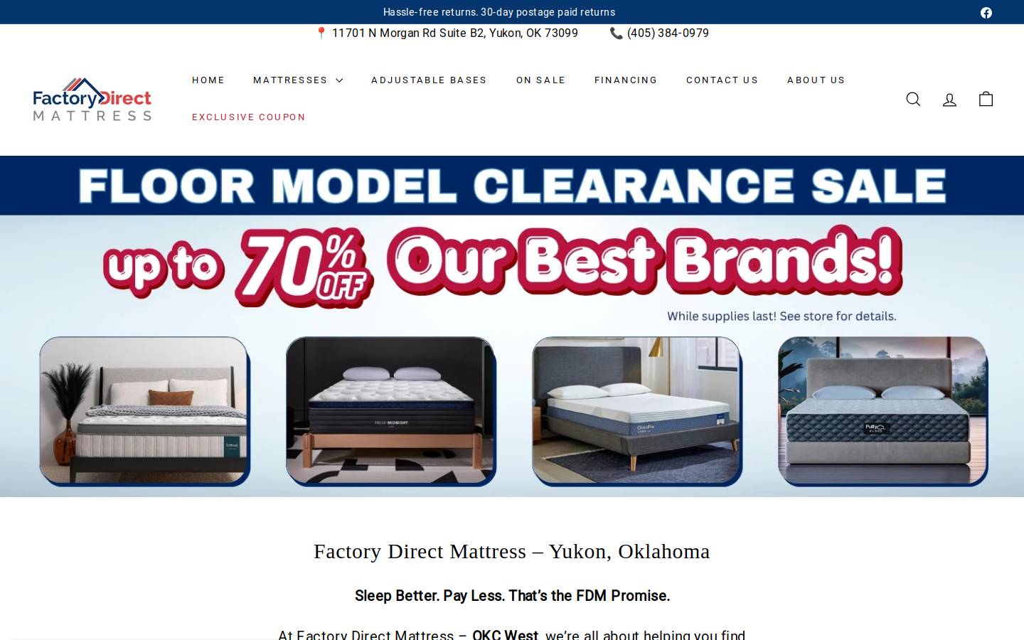 fdmattressokcwest.com homepage screenshot
