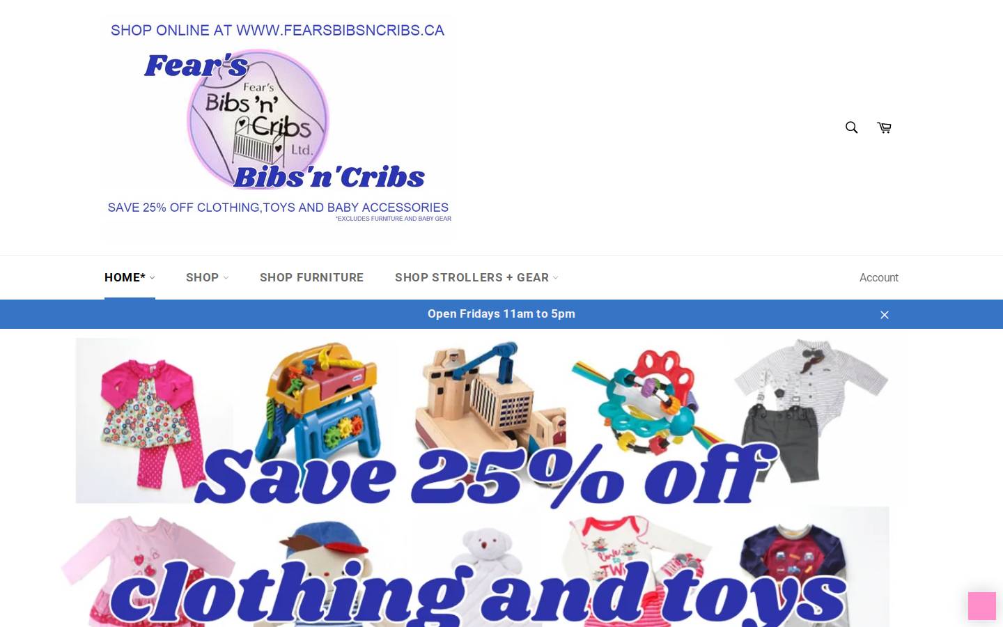 fearsbibsncribs.ca homepage screenshot