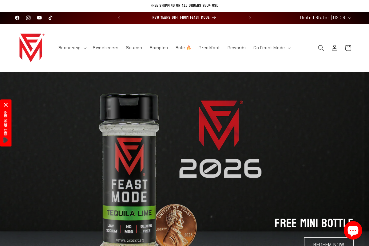 Feast Mode Flavors homepage screenshot