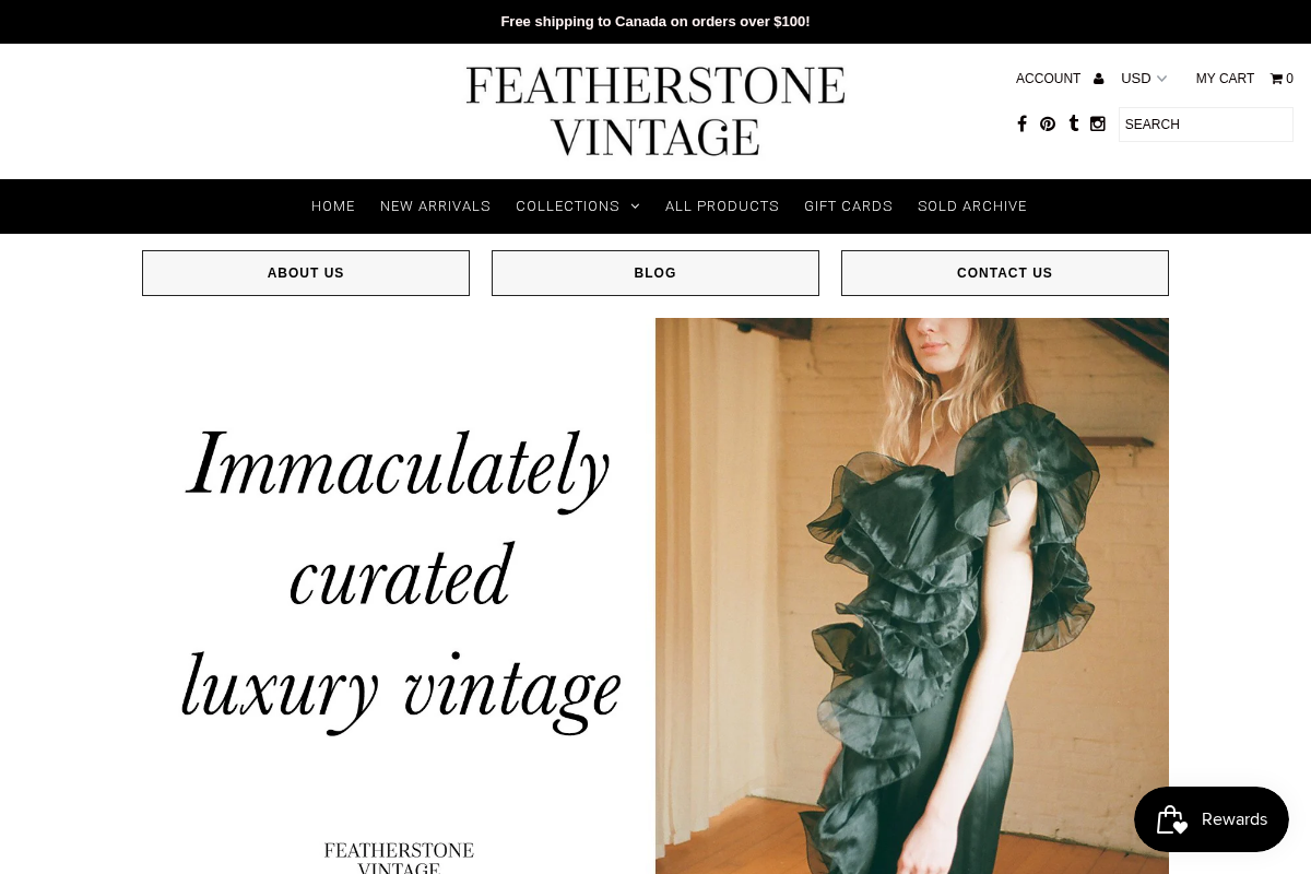 Featherstone Vintage homepage screenshot