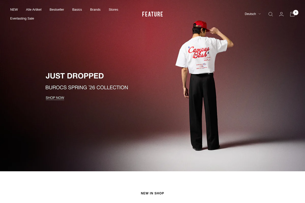 Feature homepage screenshot