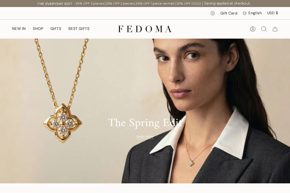 fedomajewellery.com homepage screenshot