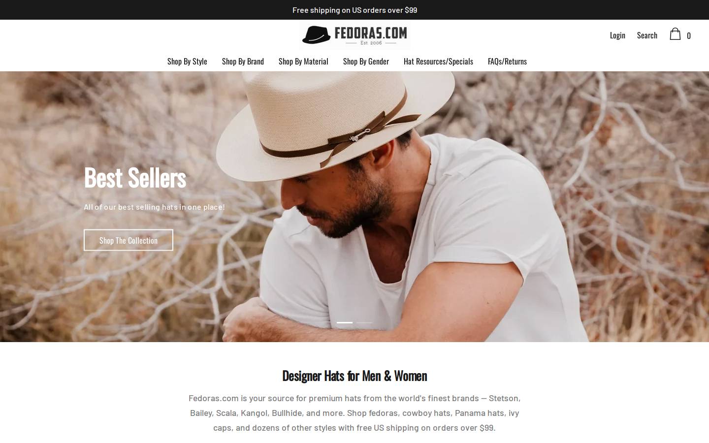 Fedoras homepage screenshot