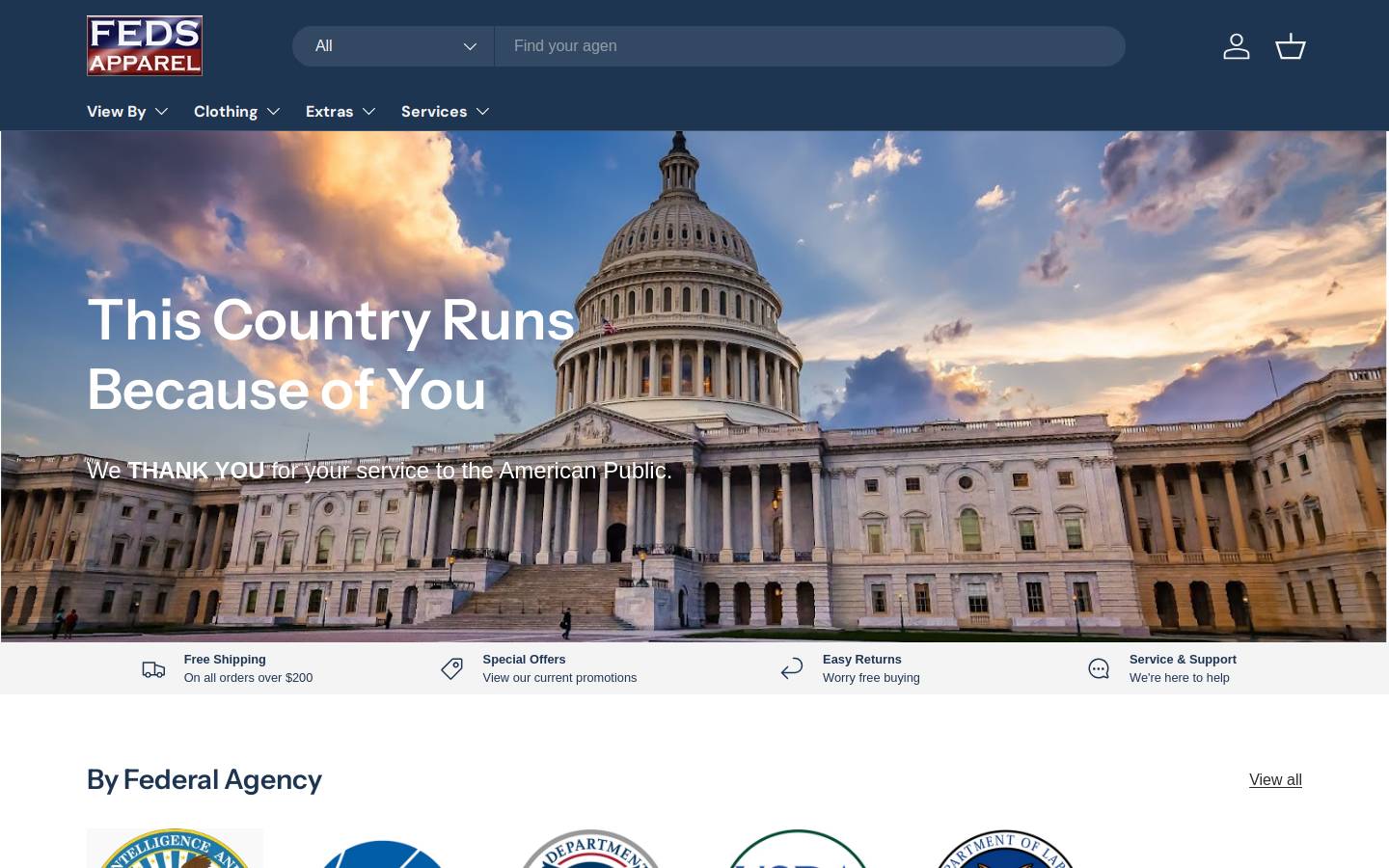 fedsapparel.com homepage screenshot