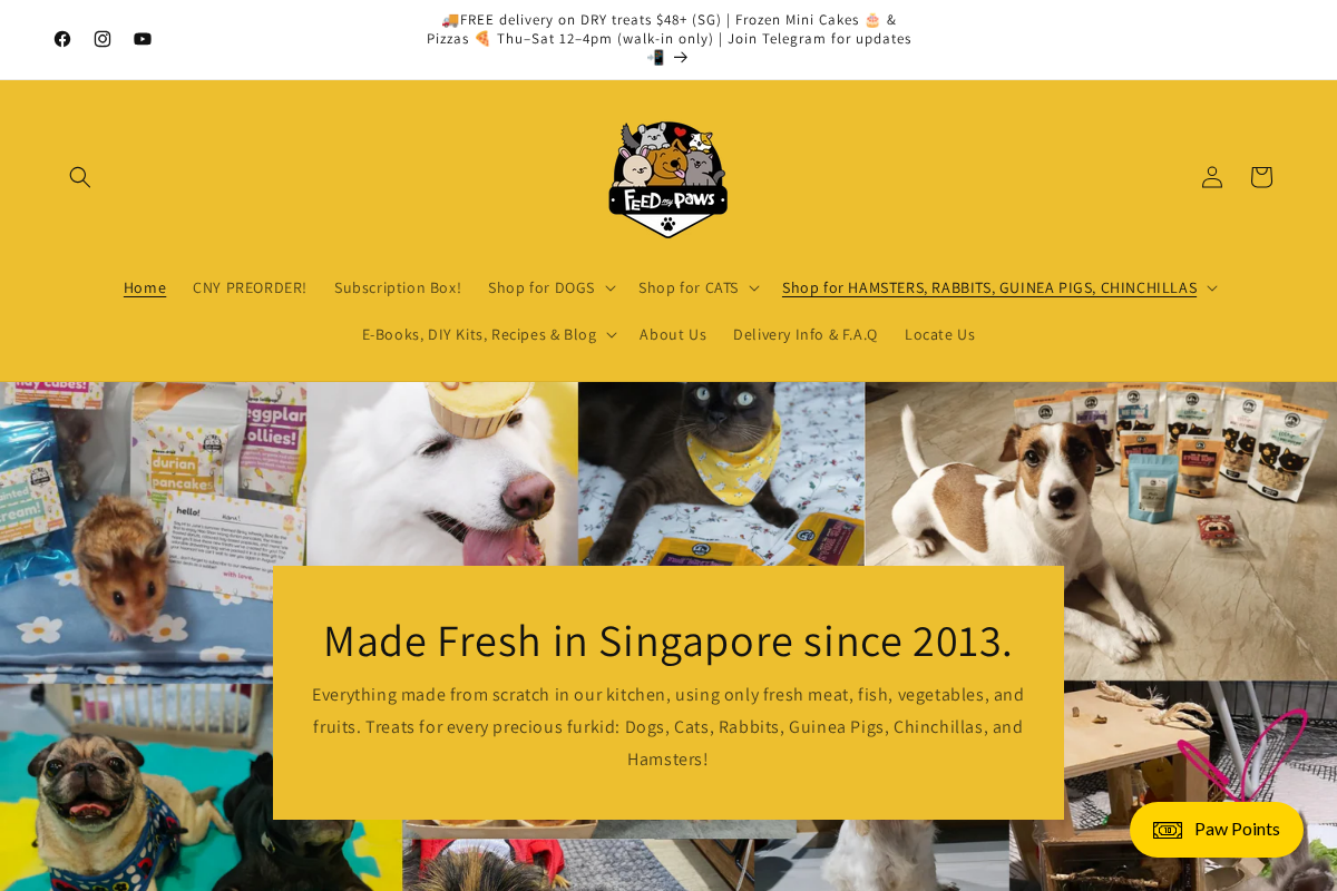 Feed My Paws homepage screenshot
