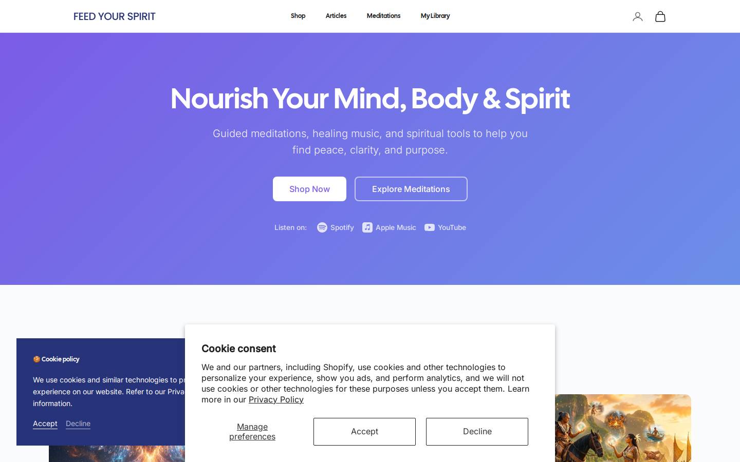 Feed Your Spirit homepage screenshot