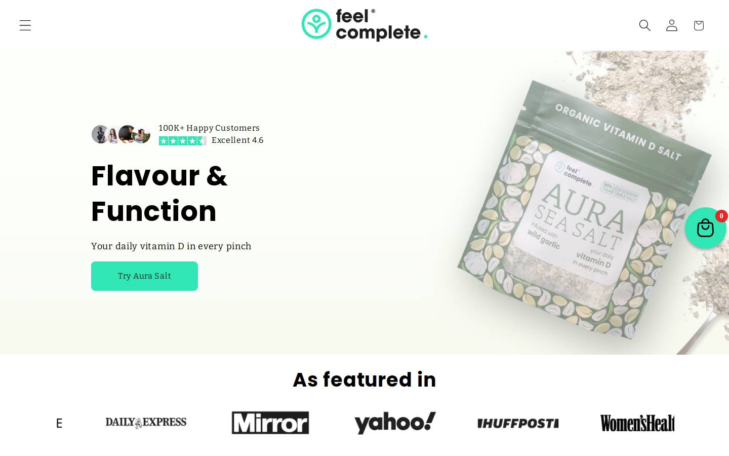 Feel Complete homepage screenshot