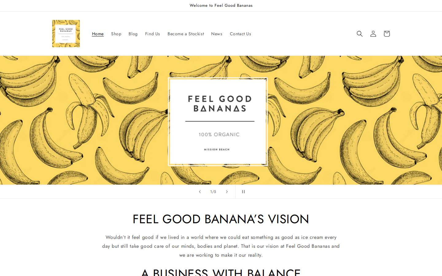 feelgoodbananas.com homepage screenshot