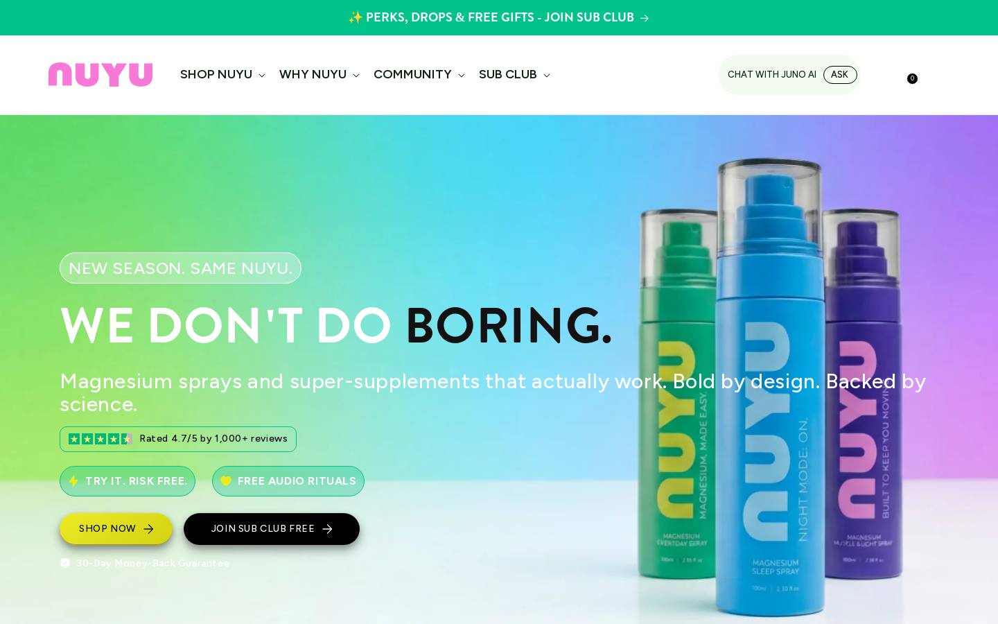 NUYU homepage screenshot