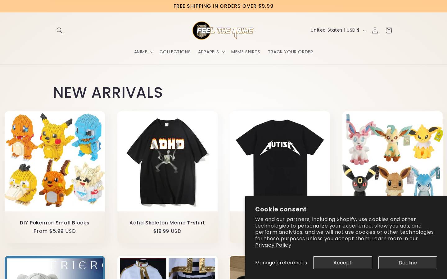 feeltheanime.com homepage screenshot