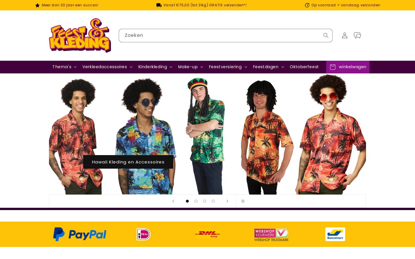 Feest en Kleding homepage screenshot