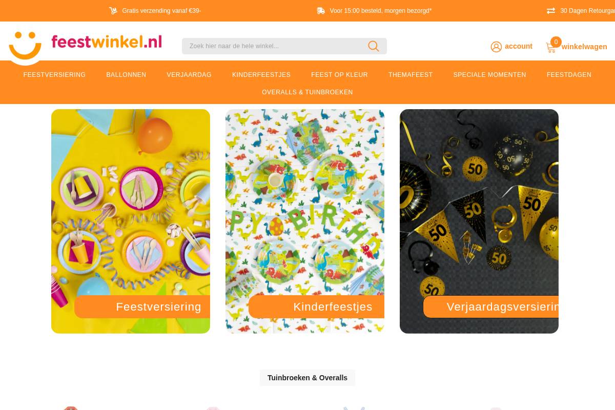 Feestwinkel.nl homepage screenshot