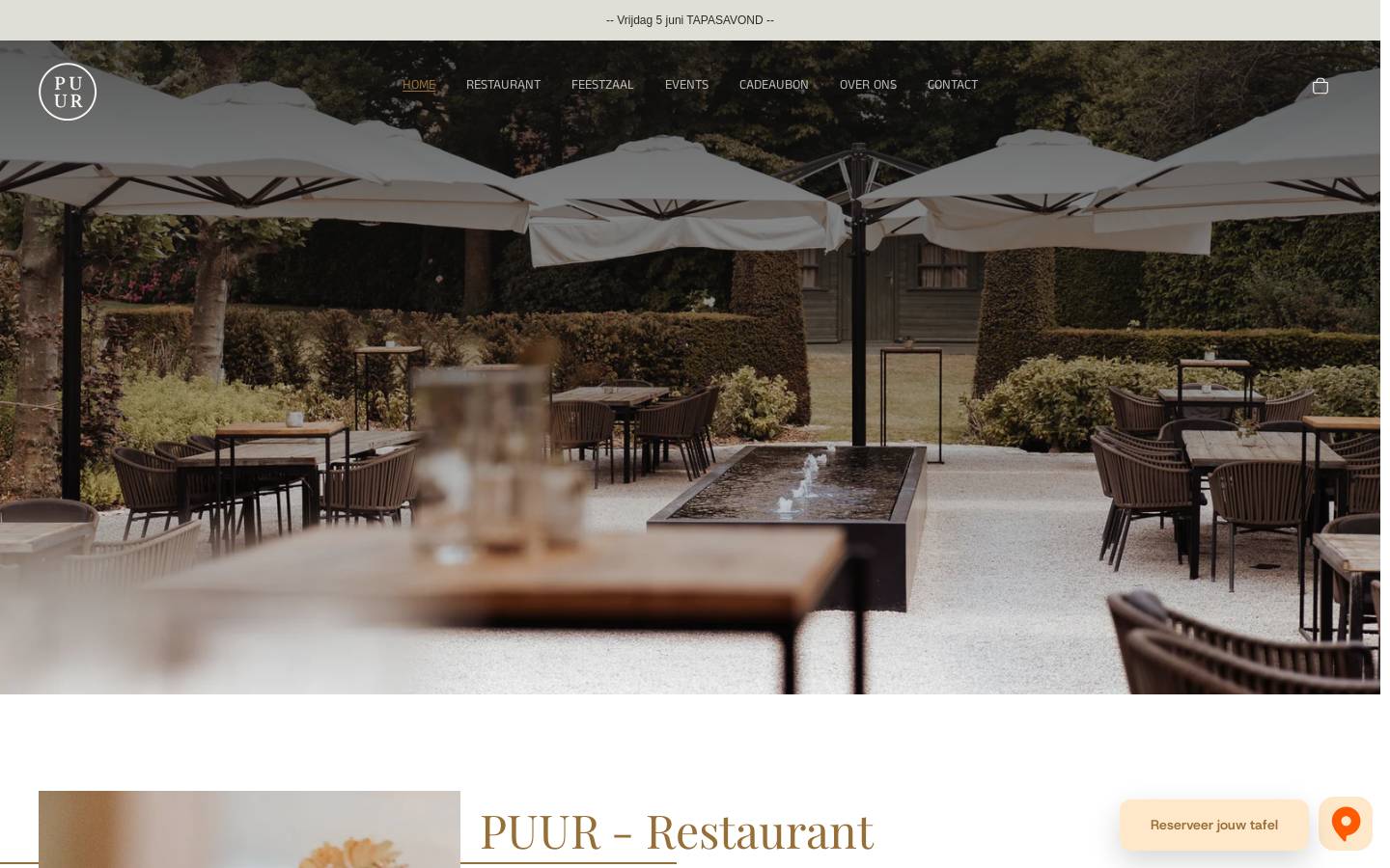 feestzaalpuur.be homepage screenshot