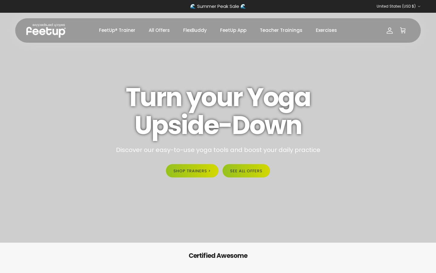 FeetUp® homepage screenshot