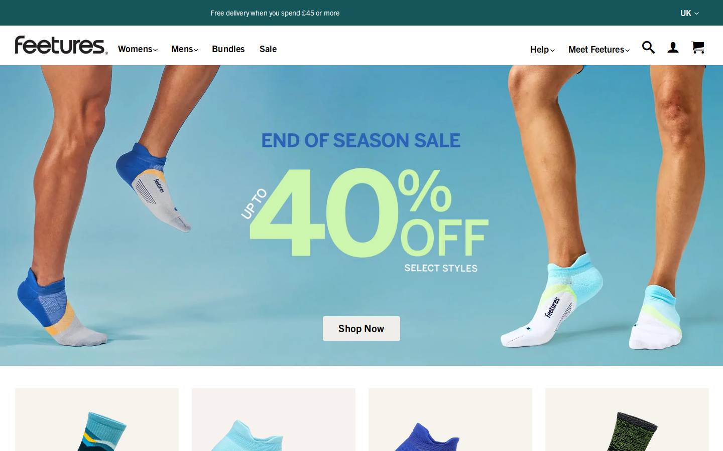Feetures homepage screenshot