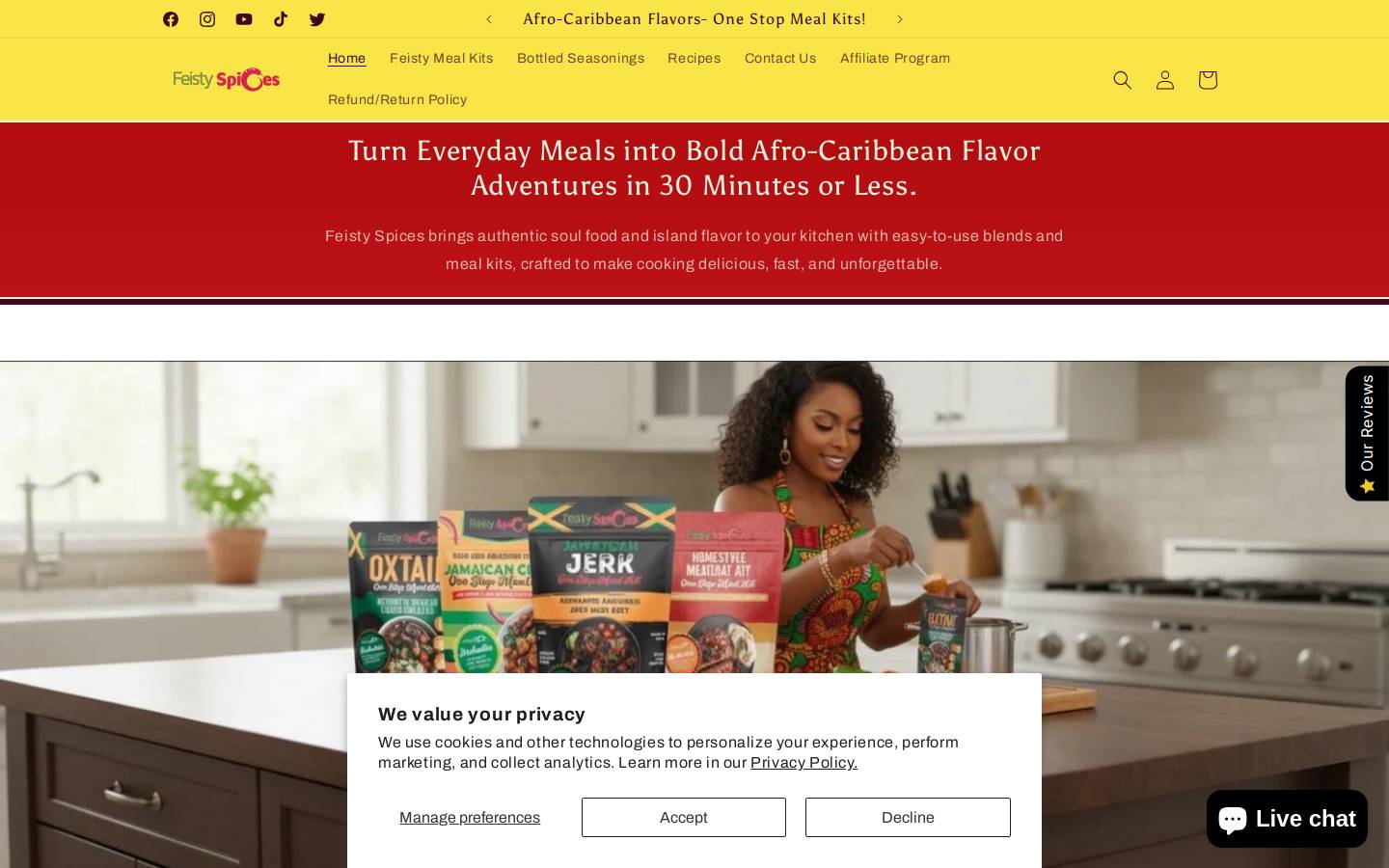 feistyspices.com homepage screenshot