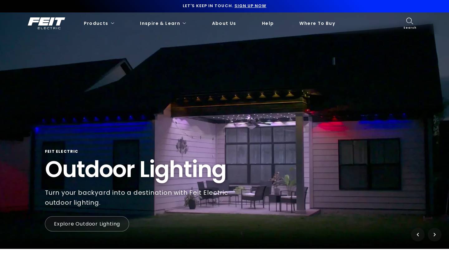 Feit Electric homepage screenshot