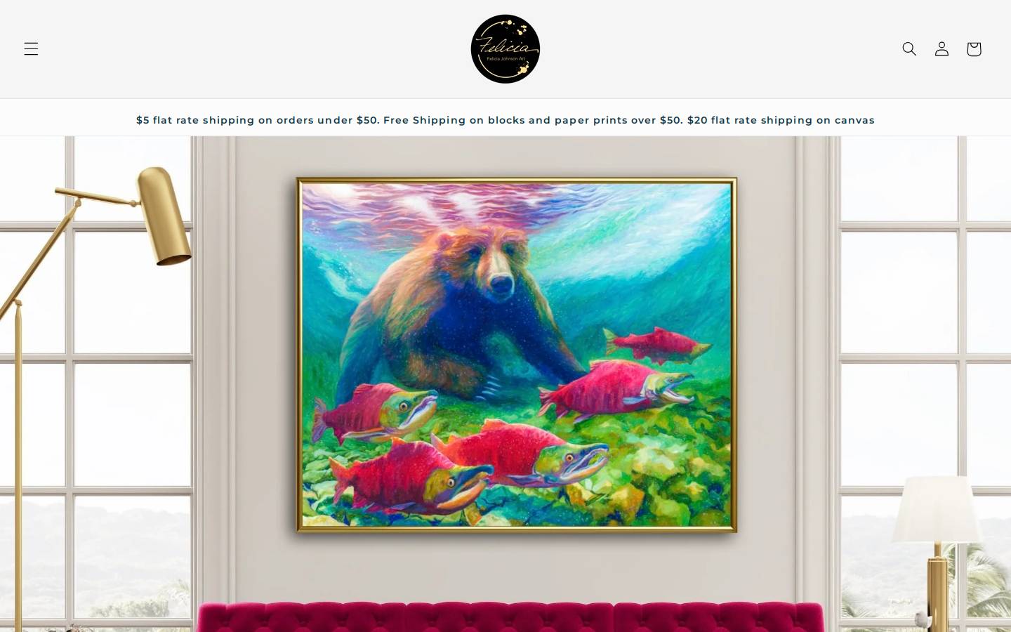 feliciajohnsonart.com homepage screenshot
