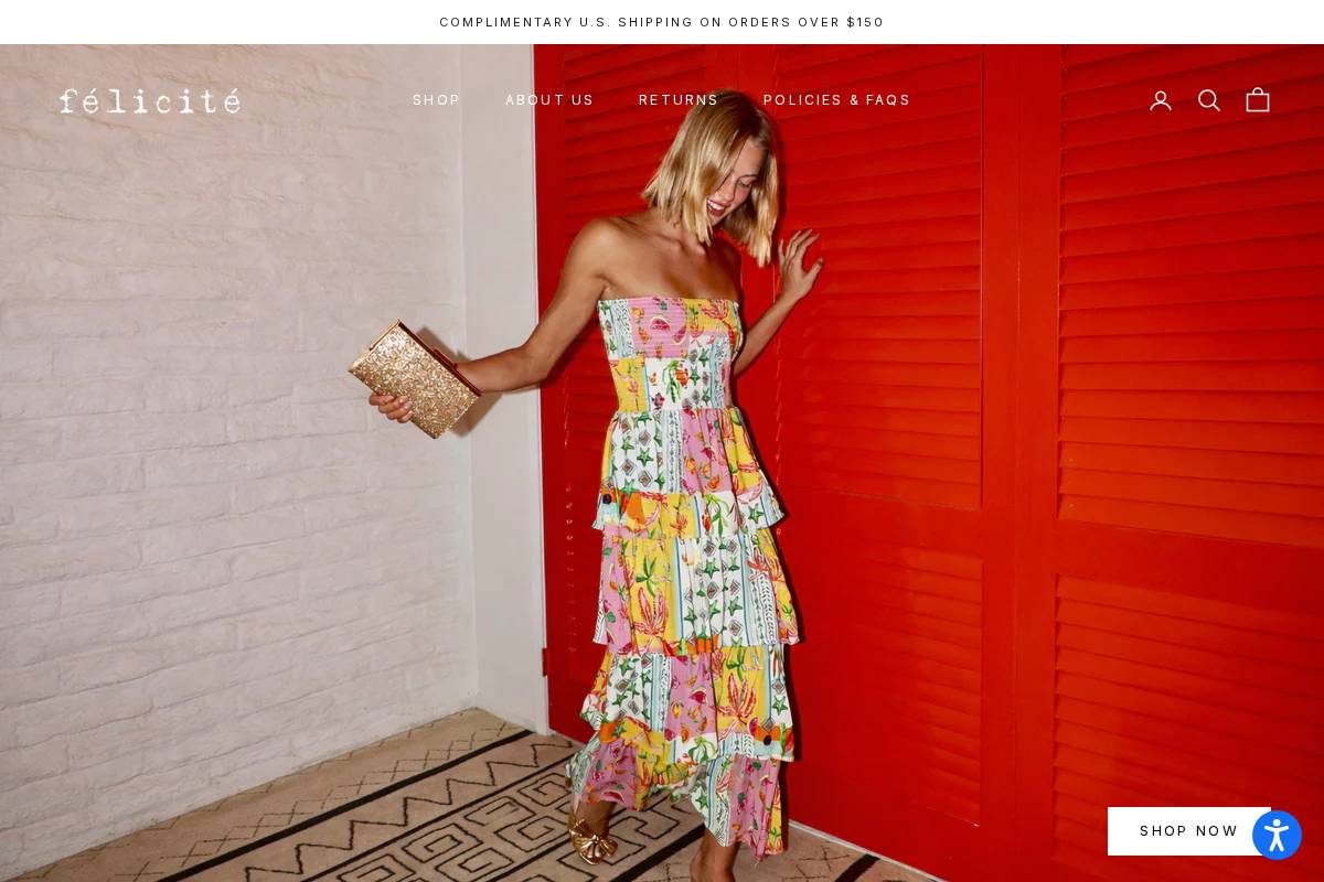 feliciteapparel.com homepage screenshot