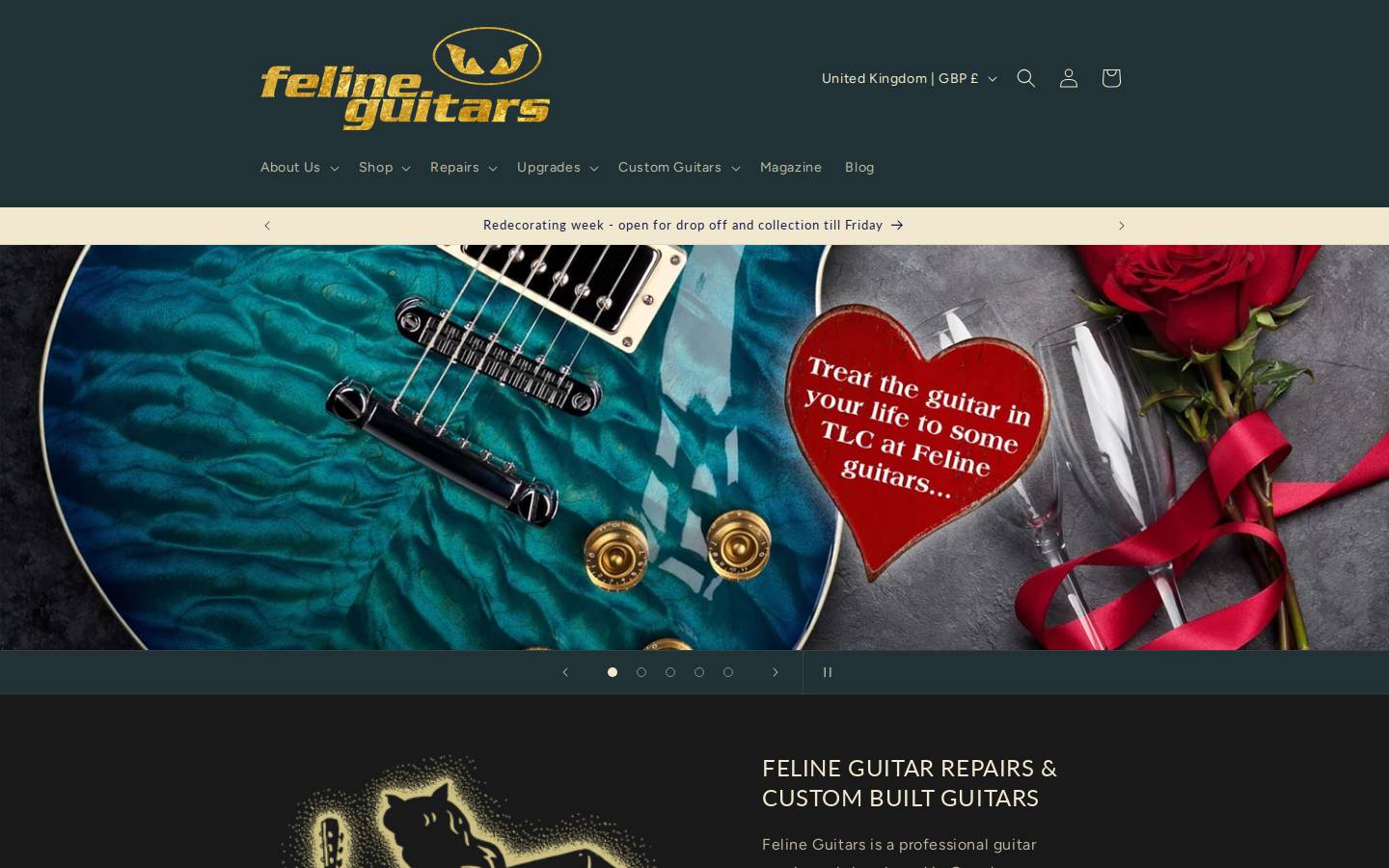 Felineguitars homepage screenshot