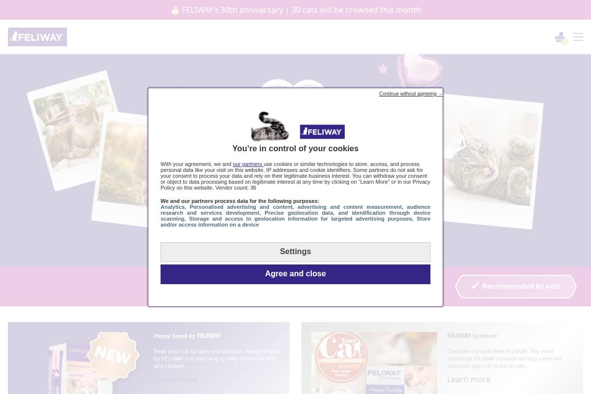 Feliway homepage screenshot
