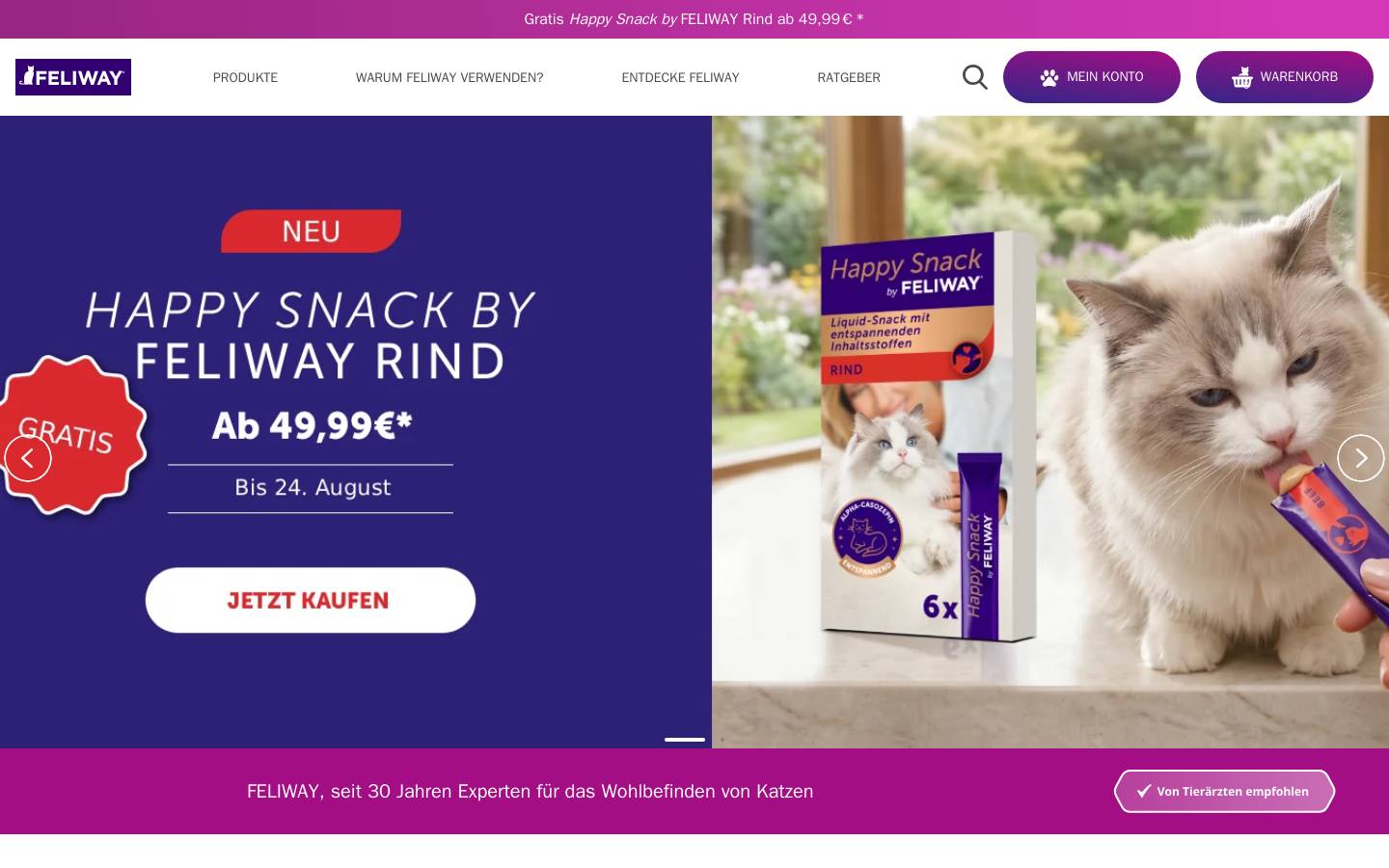 Feliway homepage screenshot