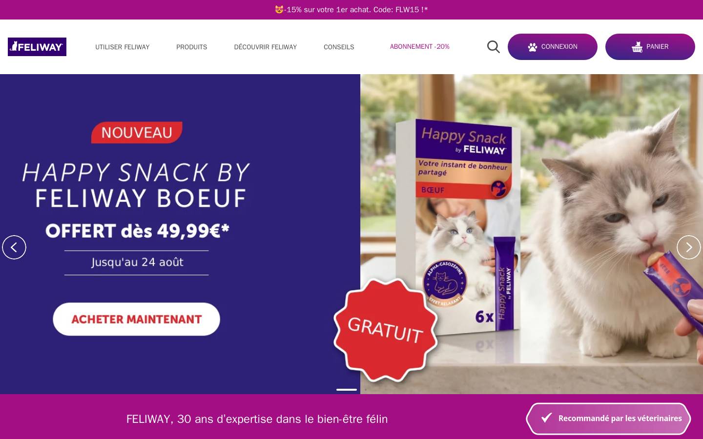 Feliway homepage screenshot