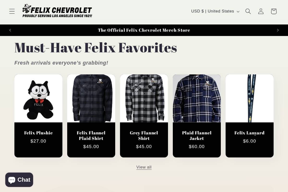 felixchevroletstore.com homepage screenshot