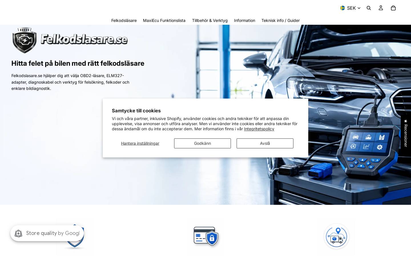 Felkodslasare homepage screenshot