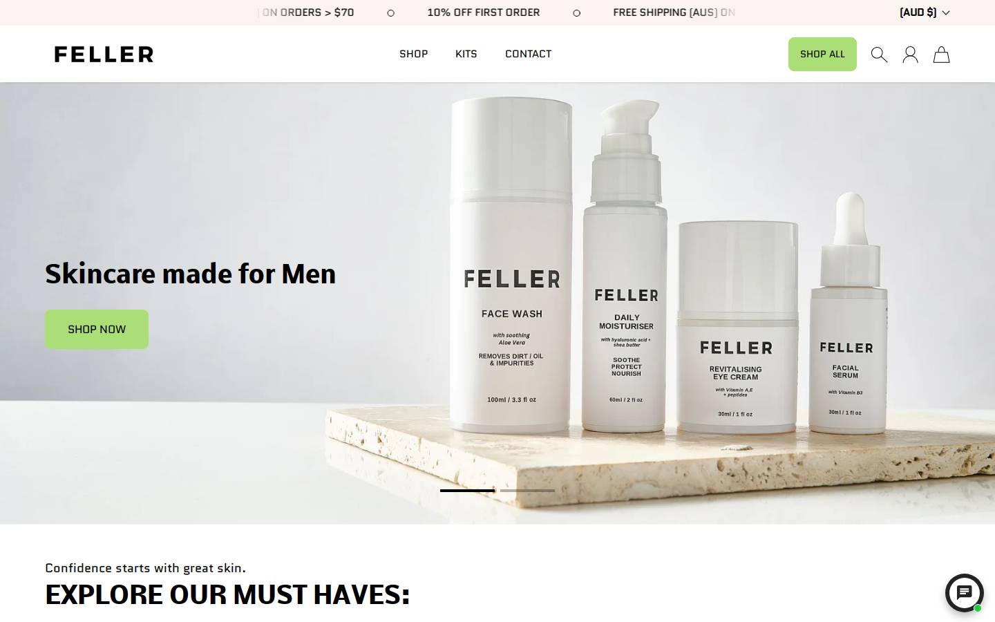 fellerskin.com homepage screenshot