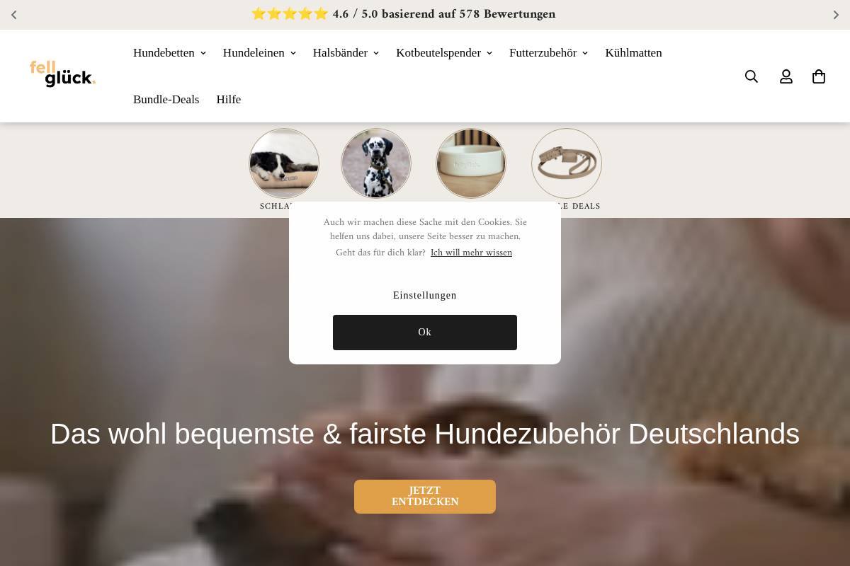 Fellglueck homepage screenshot