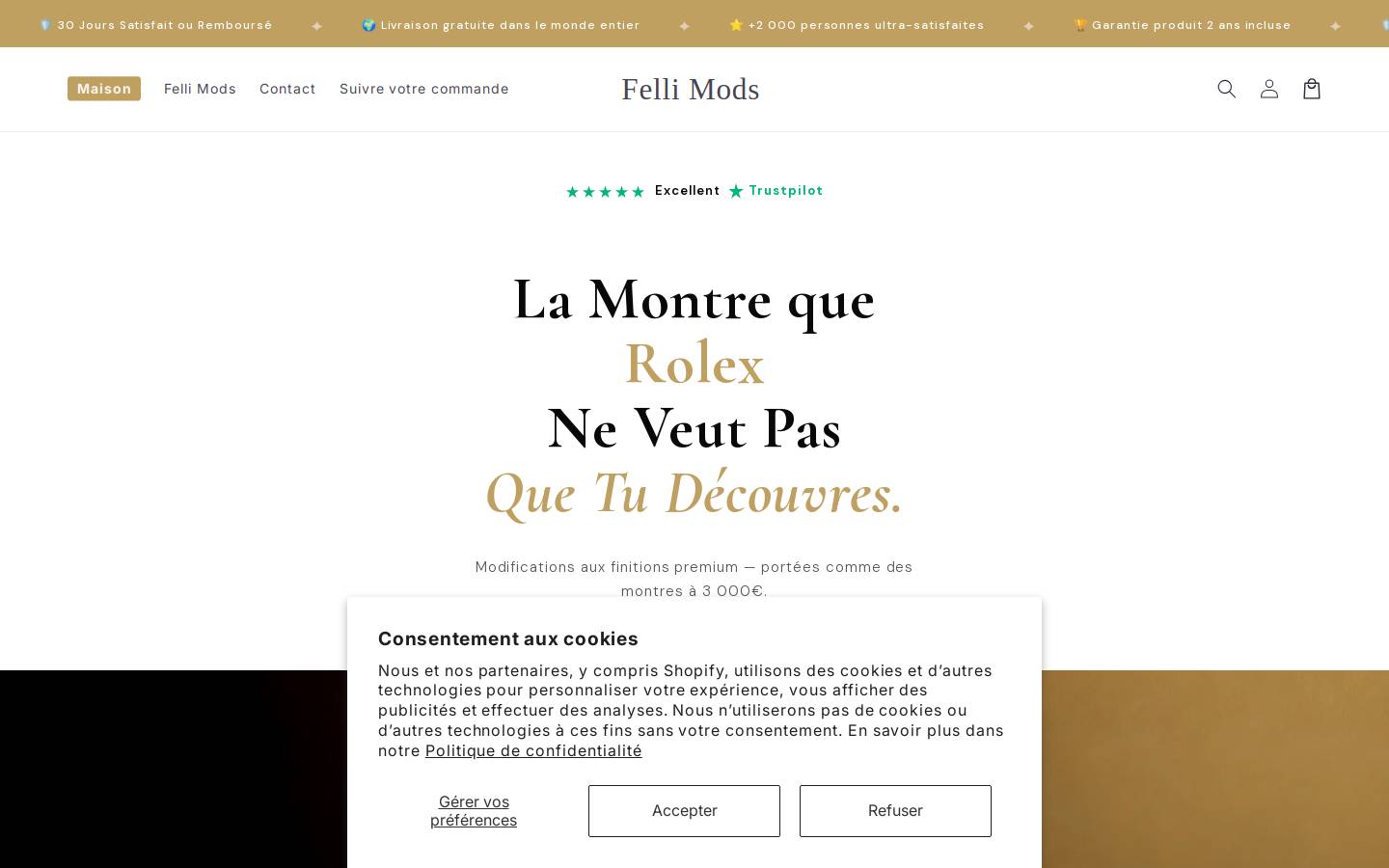 Fellimods homepage screenshot