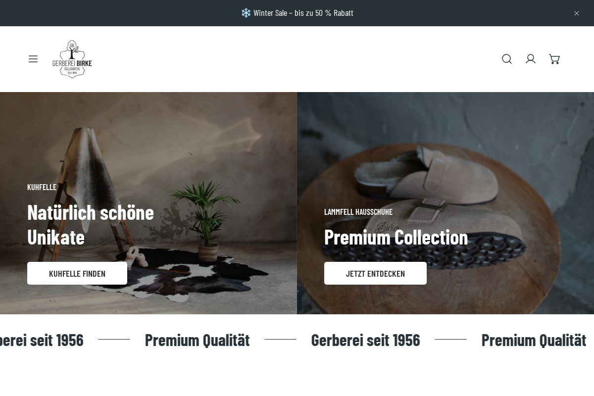 Gerberei Birke // Fellshop.de homepage screenshot