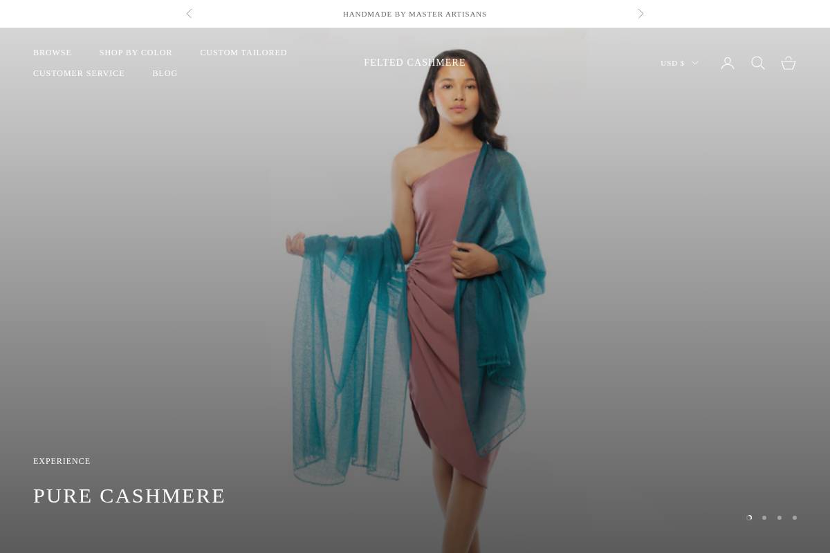 feltedcashmere.com homepage screenshot