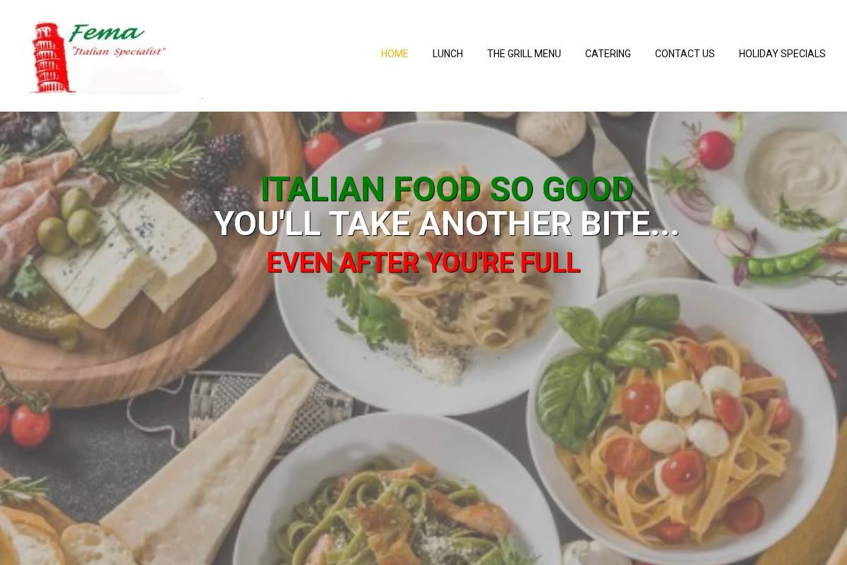 femacatering.com homepage screenshot