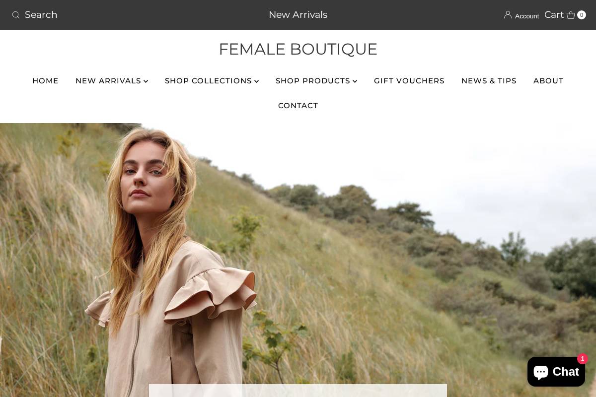 femaleboutique.ie homepage screenshot