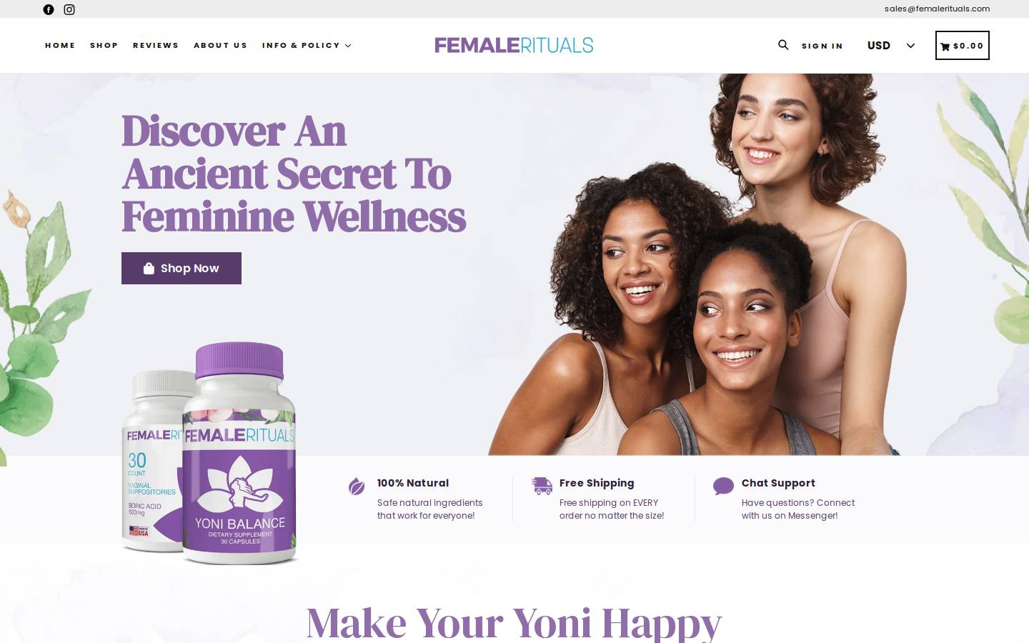 femalerituals.com homepage screenshot