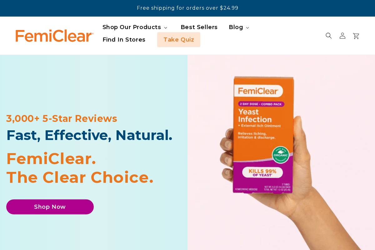 femiclear.com homepage screenshot