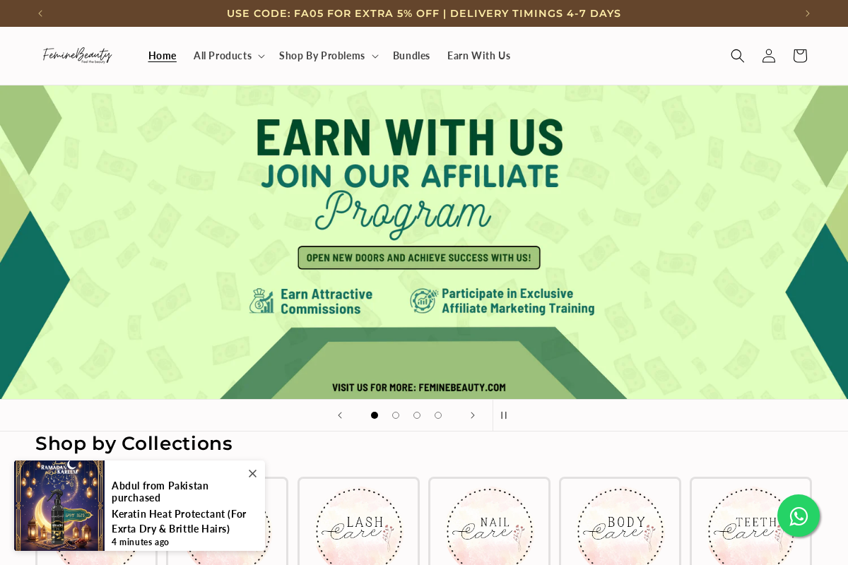 FemineBeauty homepage screenshot